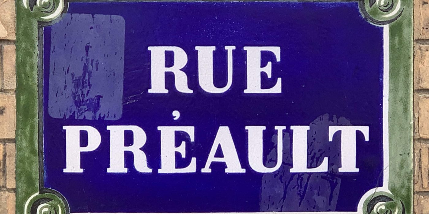Plaque de la rue Préault, dans le 19e arrondissement de Paris